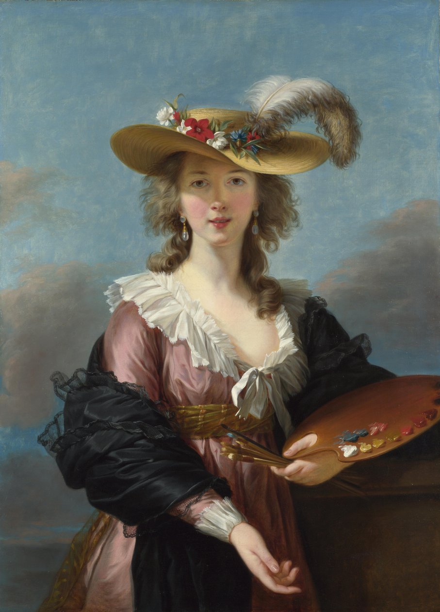 Selvportræt i en halmhat af Elisabeth Louise Vigee Lebrun