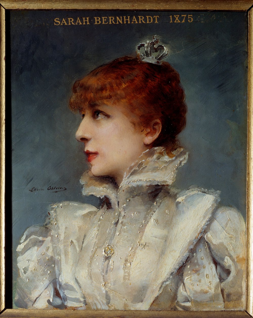 Portræt af Henriette Rosine Bernard dit Sarah Bernhardt (1844-1923) Society of the Comedie Francaise. Maleri af Louise Abbema (1858-1927) af Louise Abbéma