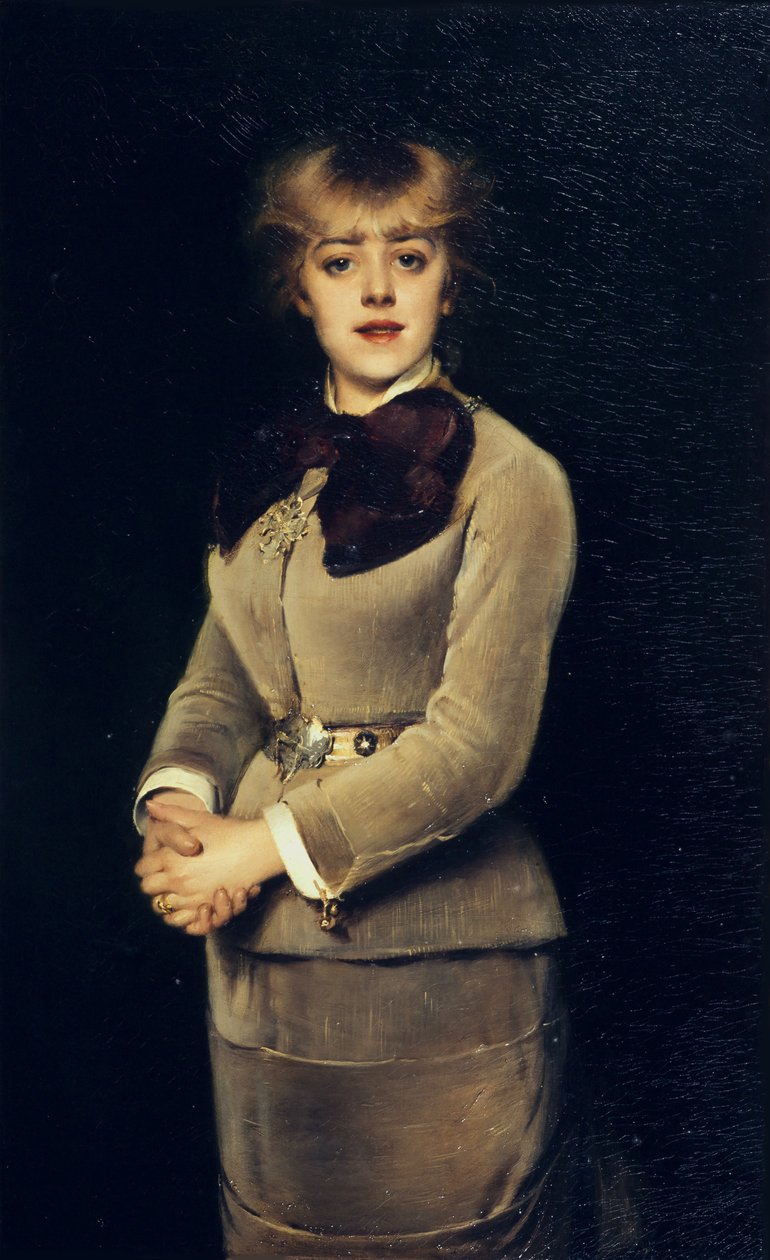 Portræt af skuespillerinden Jeanne Samary, 1879. af Louise Abbéma