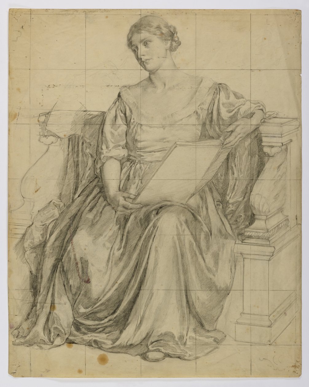 Uden titel (siddende draperet kvindelig allegorisk figur) af Louise Cox