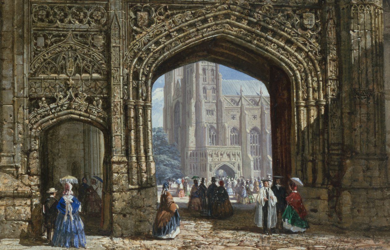 Canterbury Cathedral (akvarel med kropsfarve på papir) af Louise Ingram Rayner