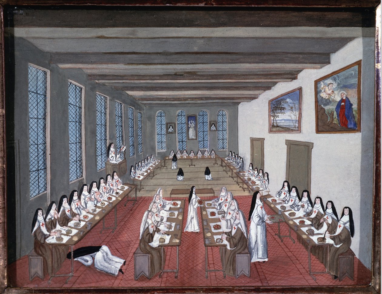 Nonner i refektoriet i Abbey of Port-Royal-des-Champs (Gouache af Louise Madeleine Cochin