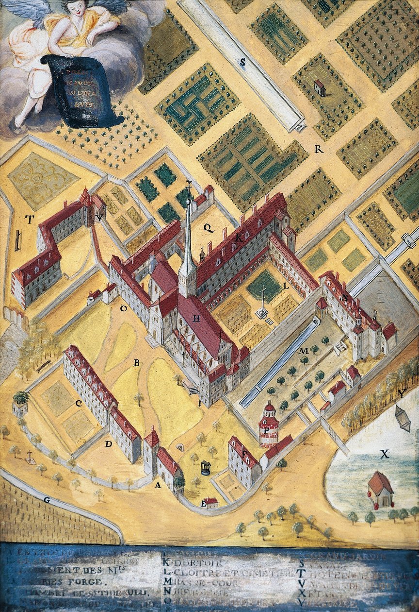 Port-Royal des Champs Abbey, generel udsigt, af Louise-Magdeleine Hortemels (1688-1767), Frankrig af Louise Magdeleine Hortemels