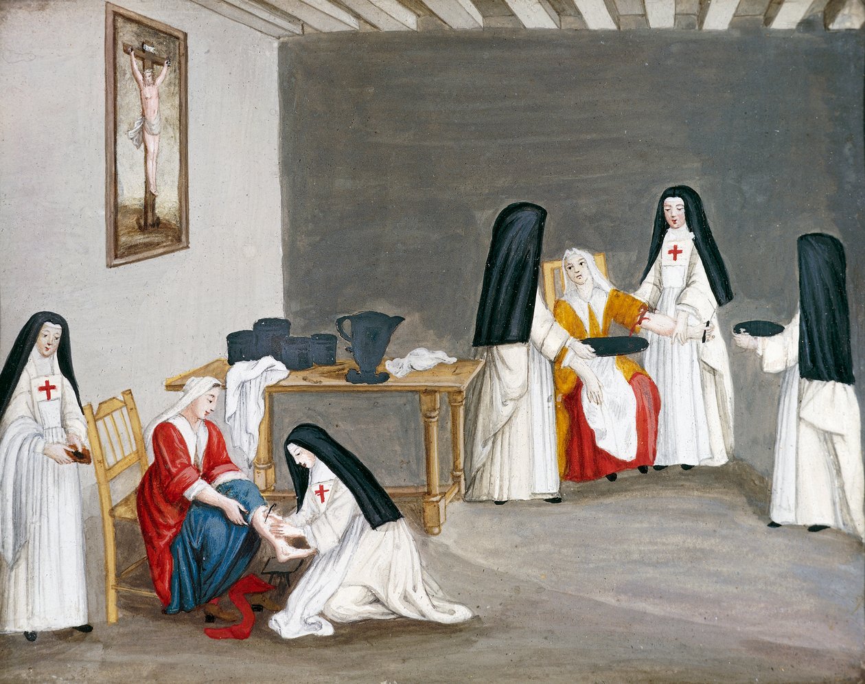 Port-Royal des Champs Abbey, søstre, der plejer syge, af Louise-Magdeleine Hortemels (1688-1767), Frankrig af Louise Magdeleine Hortemels