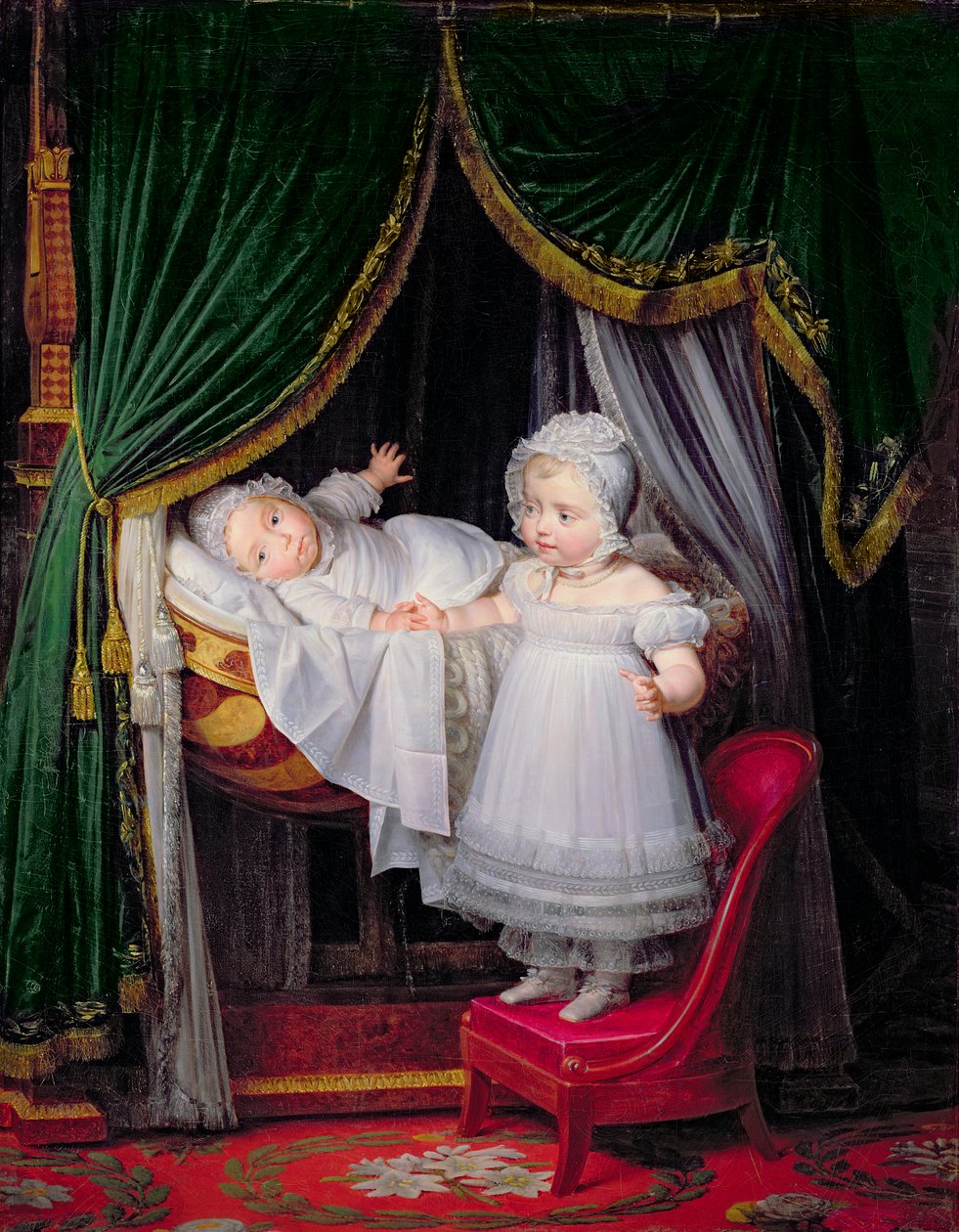 Henri-Charles-Ferdinand af Artois (1820-83) hertug af Bordeaux og hans søster Louise-Marie-Therese af Artois (1819-64) på Tuilerierne af Louise Marie Jeanne Hersent