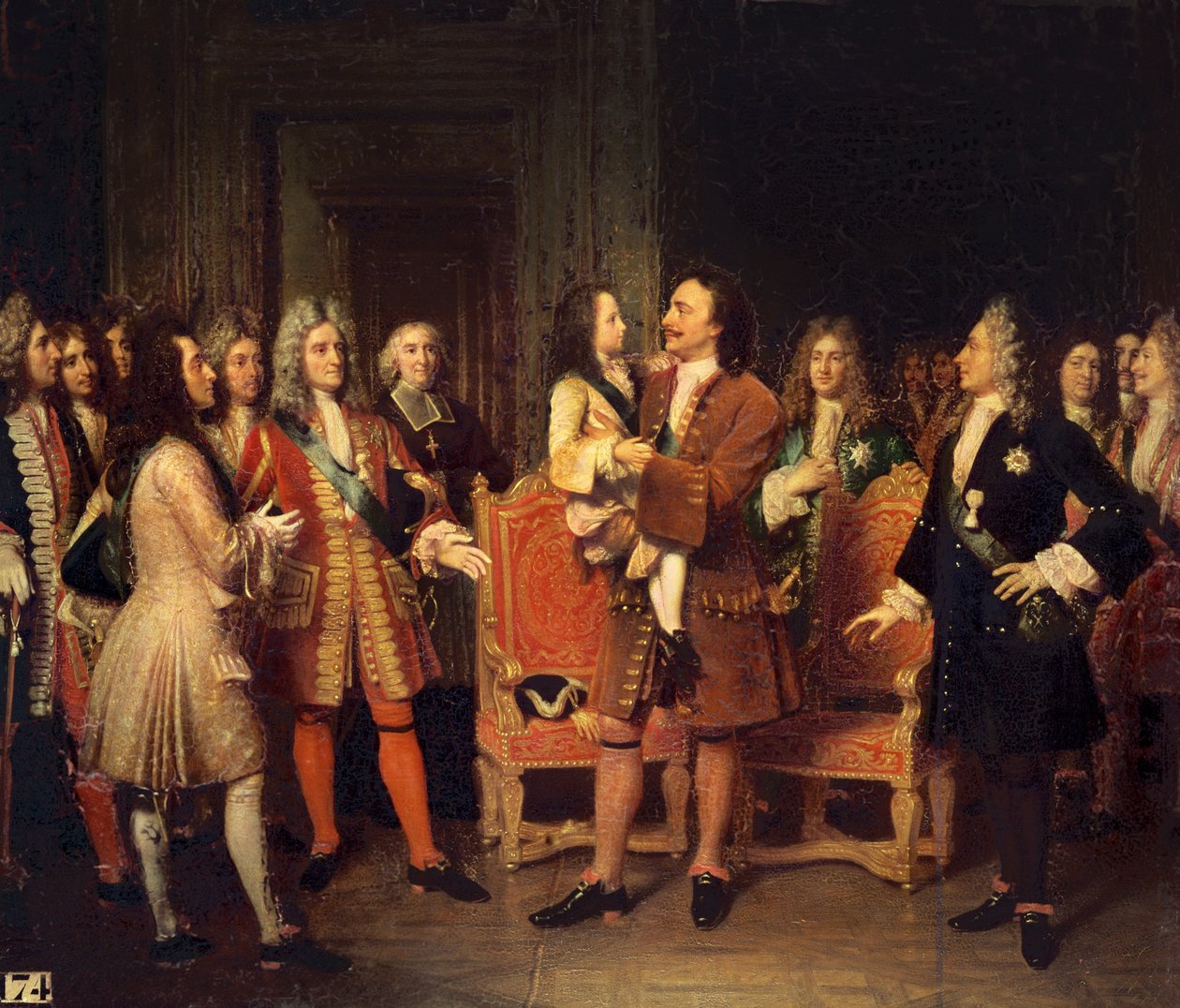 Ludvig XV (1710-74) Besøger Peter I (1672-1725) den Store på l