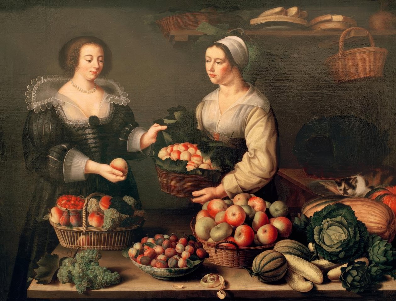 Frugt- og grøntsags sælgeren af Louise Moillon