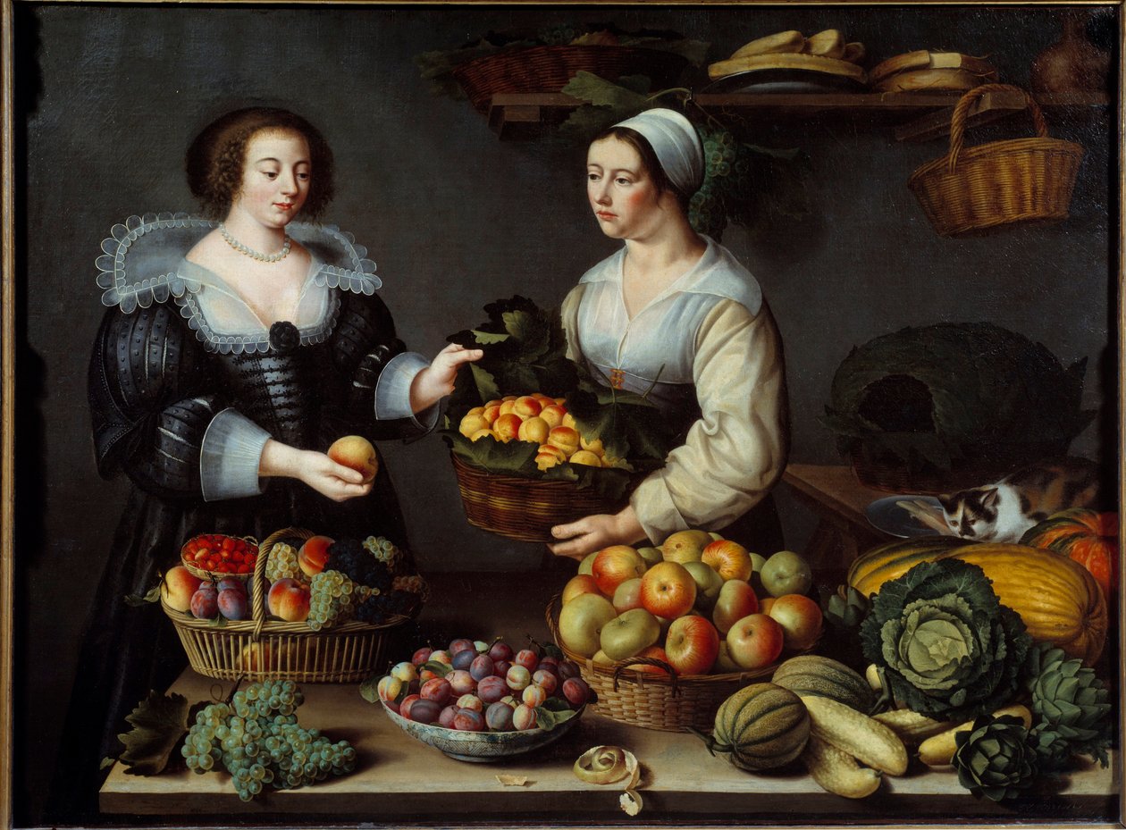 Frugt- og grønthandleren Maleri af Louise Moillon (1610-1696) 1630 søn. 1,20x1,65m af Louise Moillon
