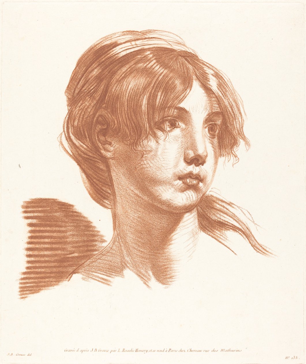 Hoved af en pige af Louise Rosalie Hémery after Jean Baptiste Greuze