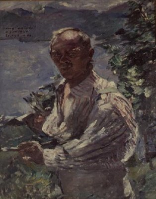 Selvportræt ved Walchensee, Bayern af Lovis Corinth