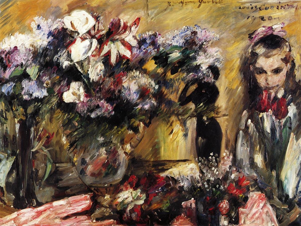 Blomster og datter Wilhelminen af Lovis Corinth