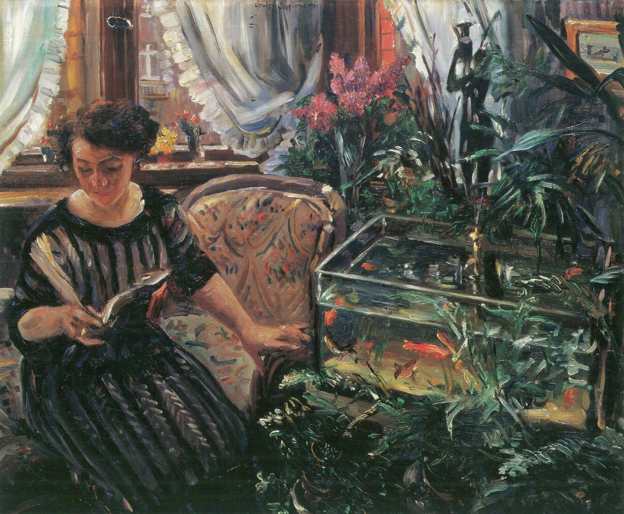 Dame ved guldfiskbassinet Kunstnerens kone af Lovis Corinth