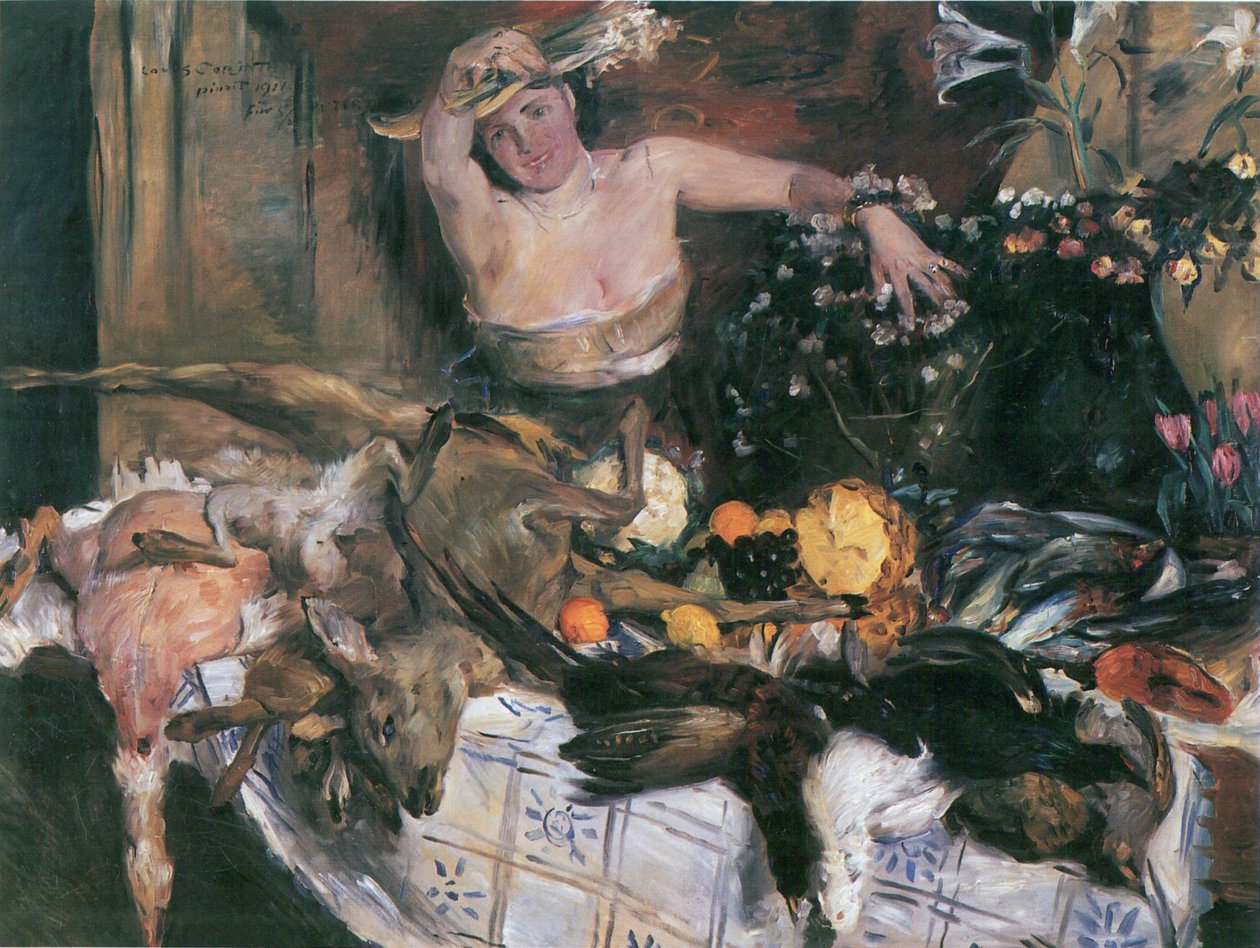 Stort stilleben med figur fødselsdagsbilleder af Lovis Corinth
