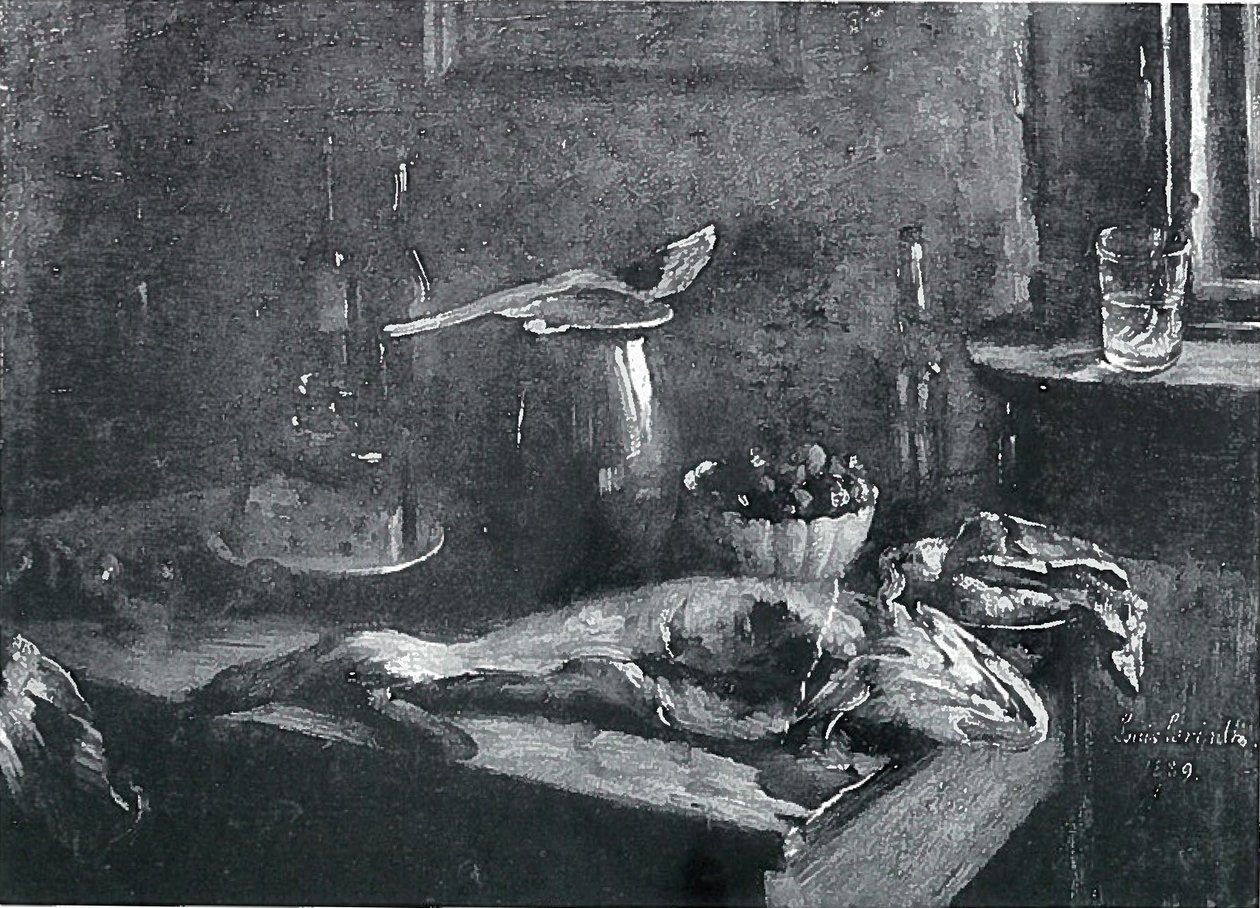 Køkken stilleben, kuller og oksekød af Lovis Corinth