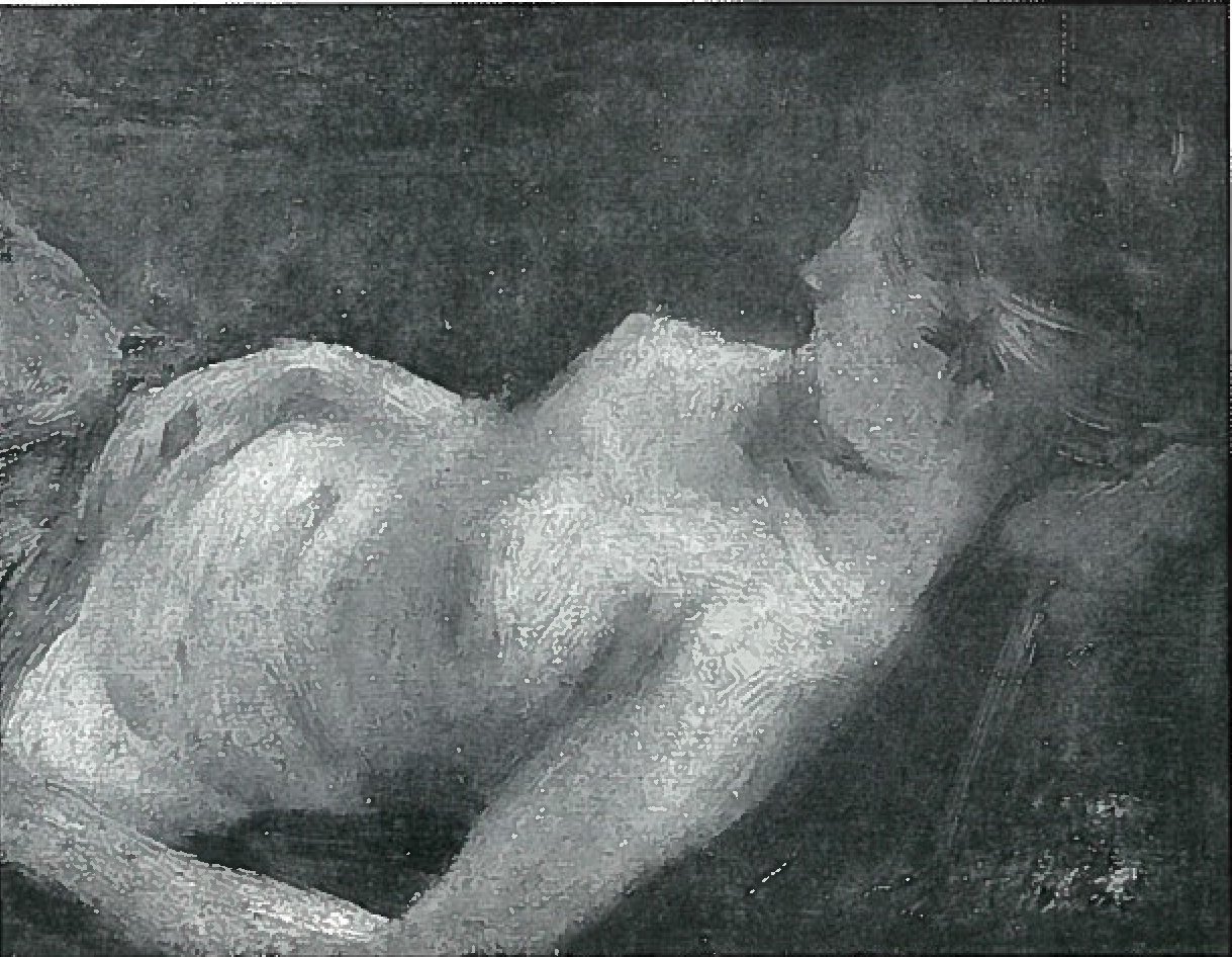 Liggende kvindelige halv nøgenbilleder af Lovis Corinth