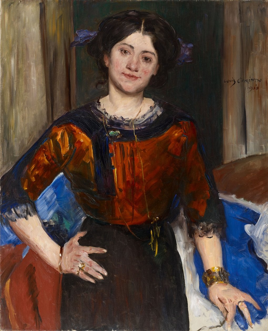 Portræt af Charlotte Corinth i en brun bluse af Lovis Corinth