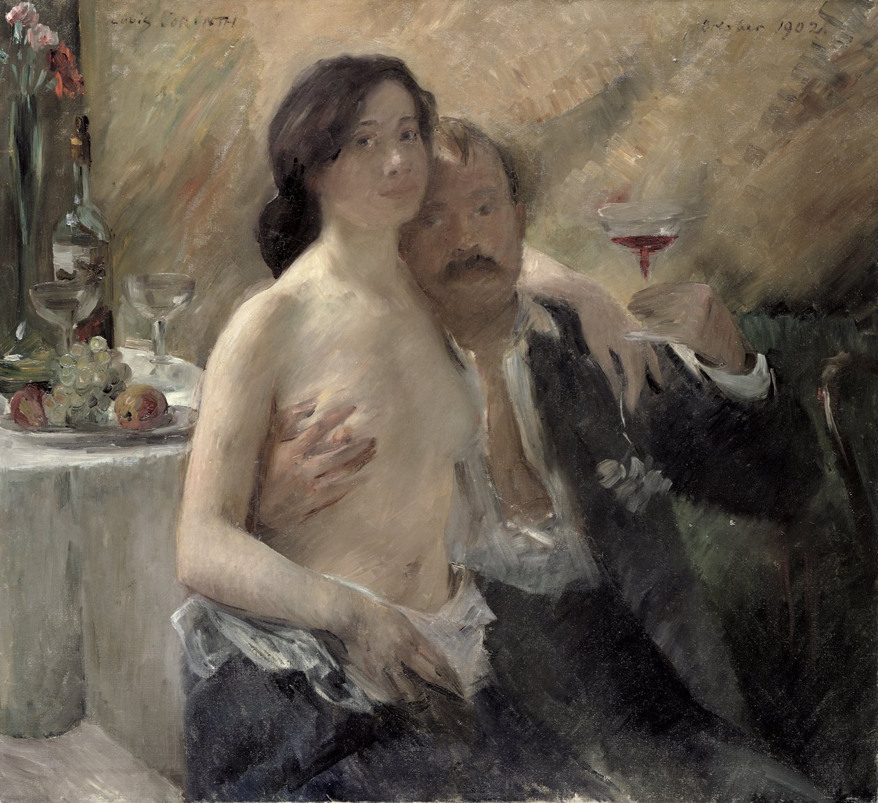 Selvportræt med sin kone og et sektglas, 1902 af Lovis Corinth