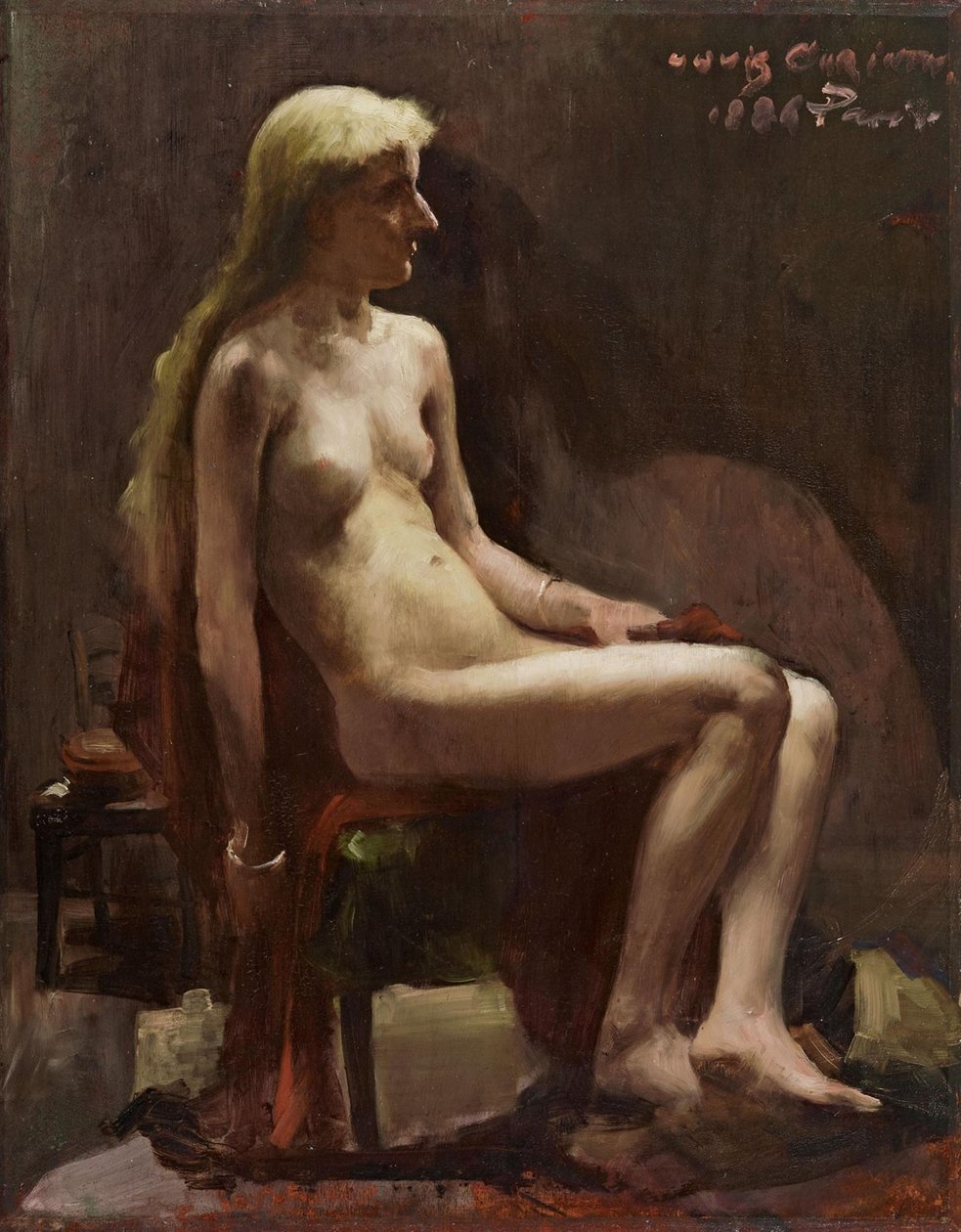 Sidder kvindelig nøgen af Lovis Corinth