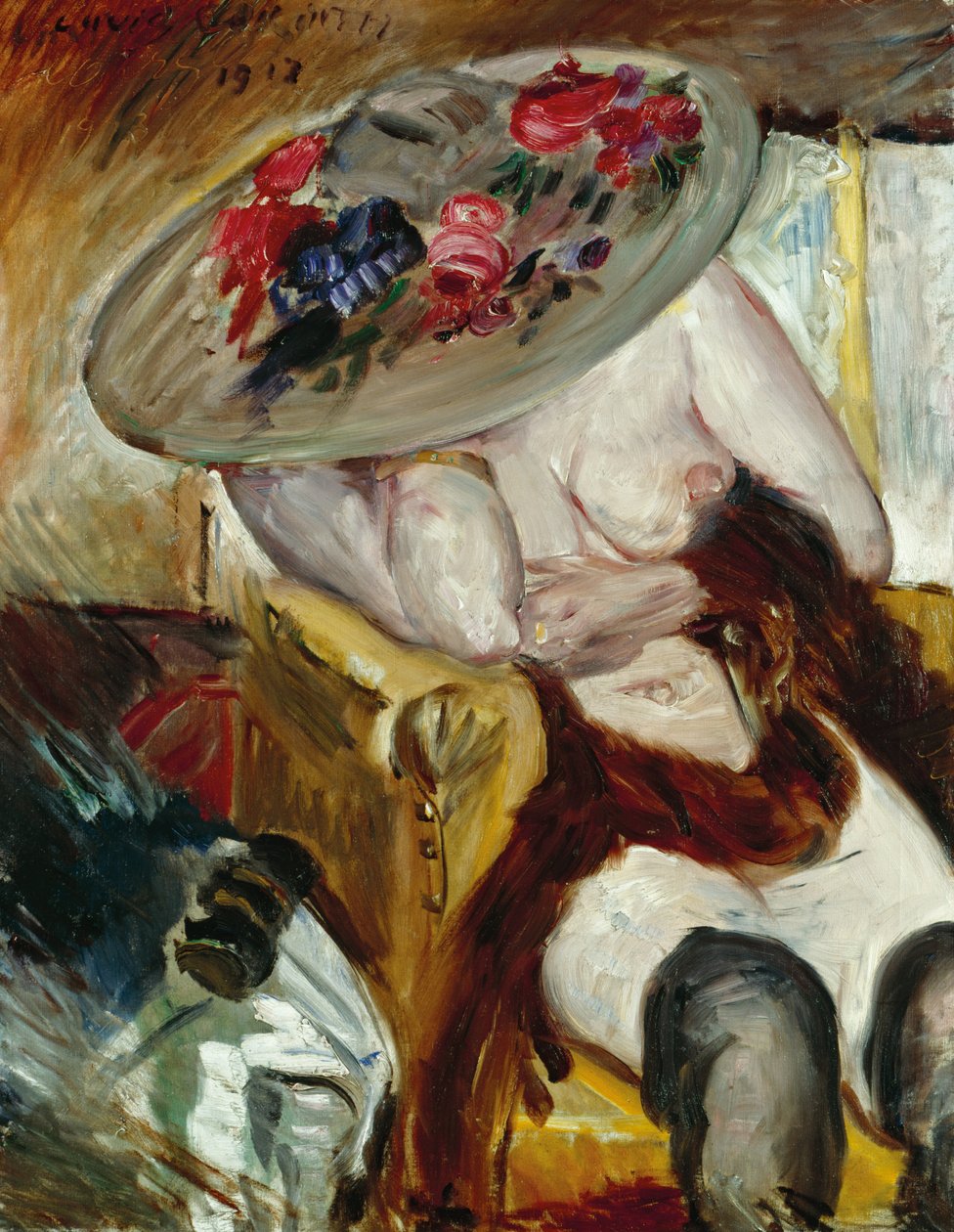 Italiensk kvinde i gul stol - Italiensk kvinde i gul stol, af Corinth, Lovis (1858-1925). olie på lærred af Lovis Corinth