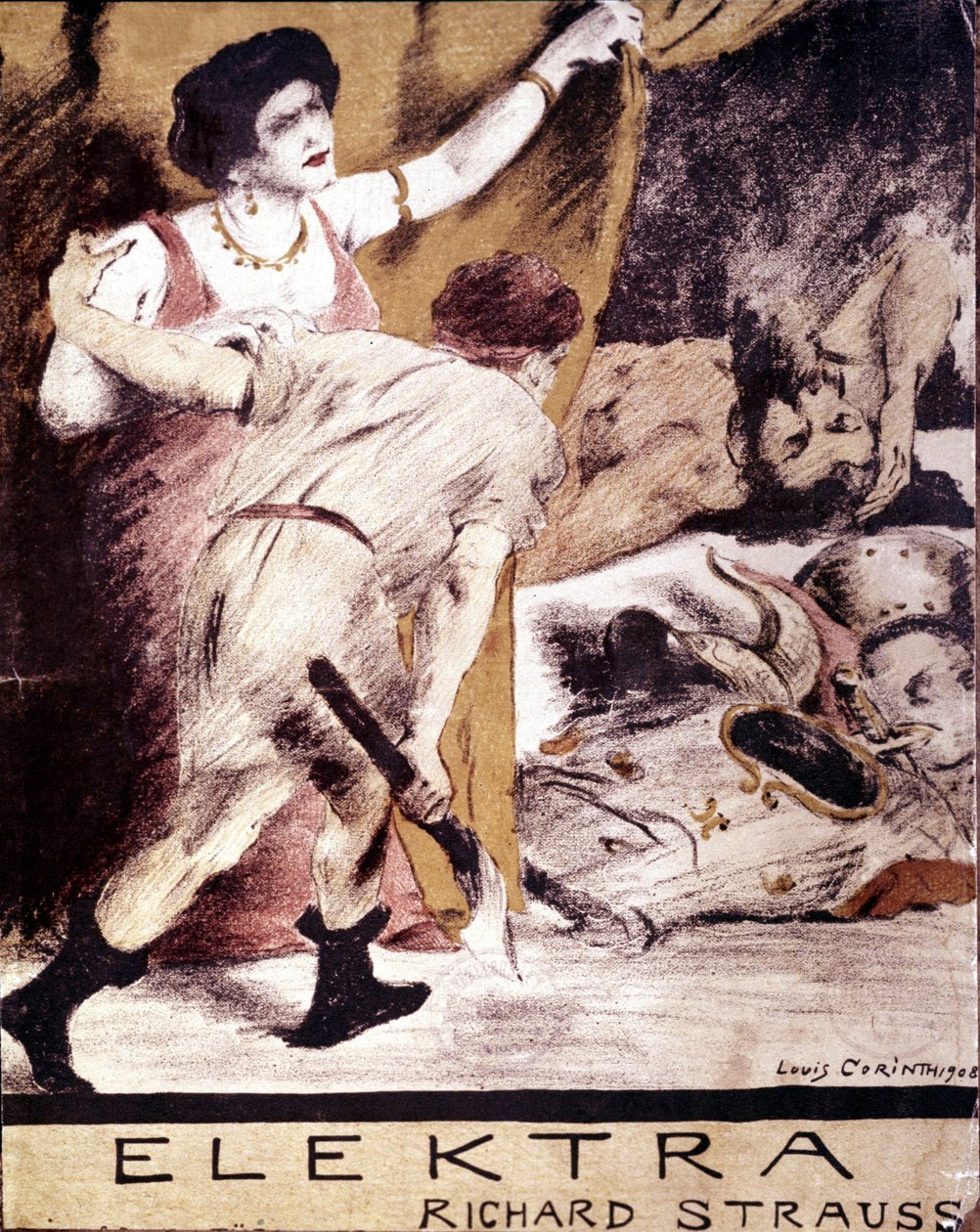 Richard Strauss, illustration af partituret til ""Elektra"" af Louis Corinth i 1908. privat samling Milano af Lovis  Corinth