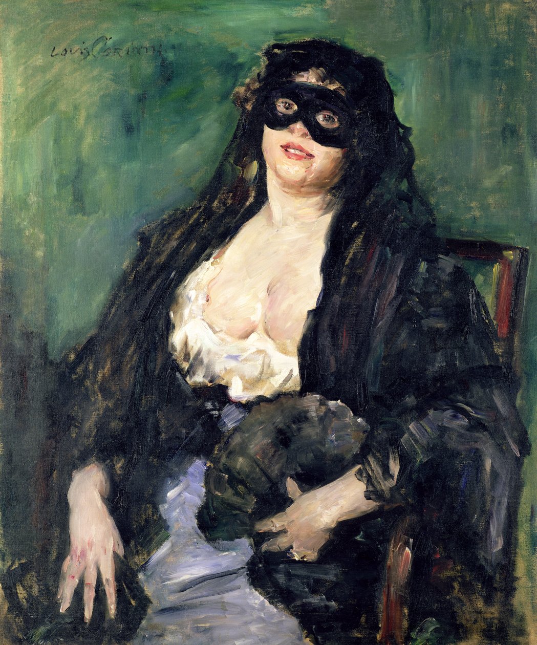 Den sorte maske (olie på lærred) af Lovis  Corinth