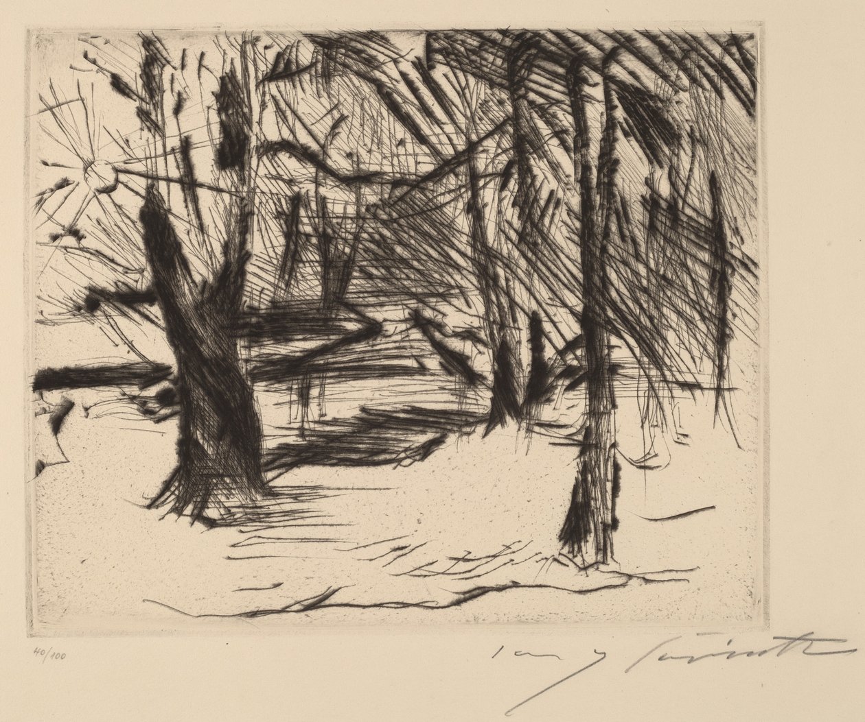 Træer med soltræer i solen, 1920-1921. af Lovis Corinth