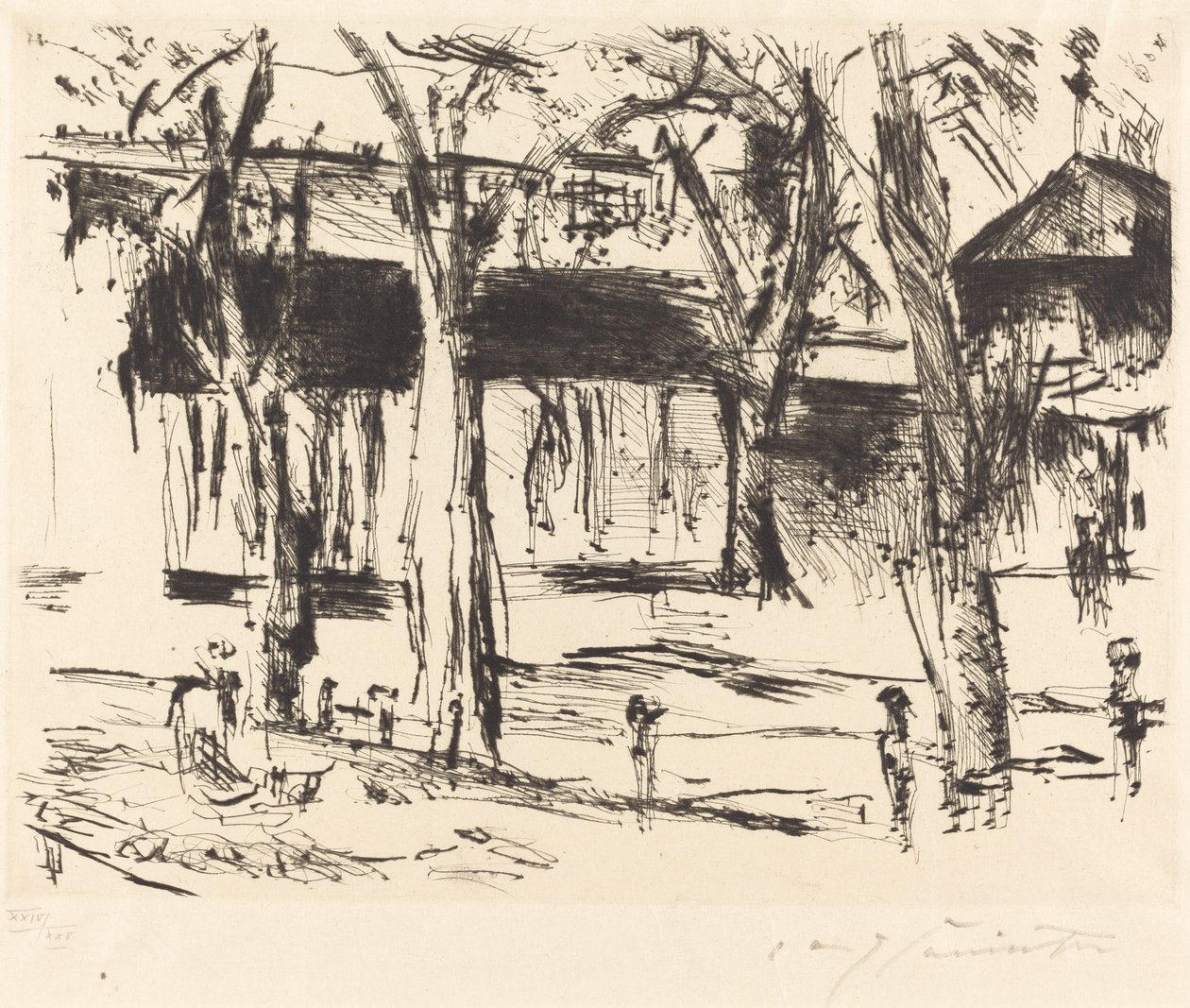 Tiergarten togstation (bane med træer) af Lovis Corinth