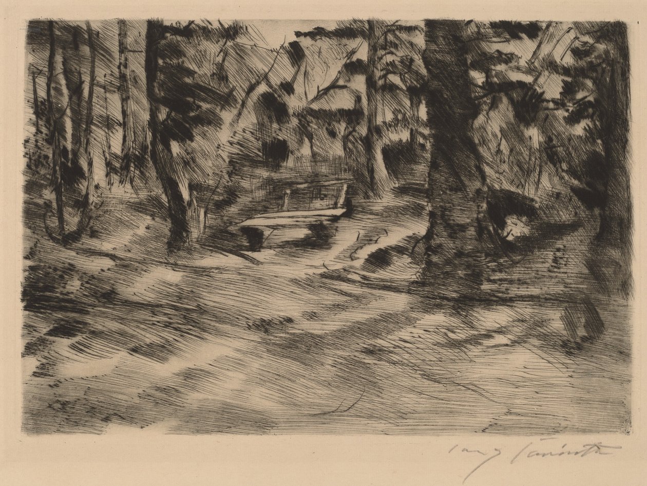Bank im Walde II bænk i skoven II, 1917. af Lovis Corinth