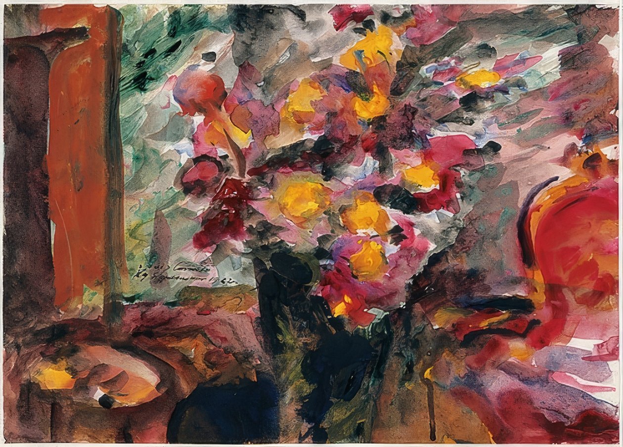 Blomstervase på et bord. 1922 af Lovis Corinth