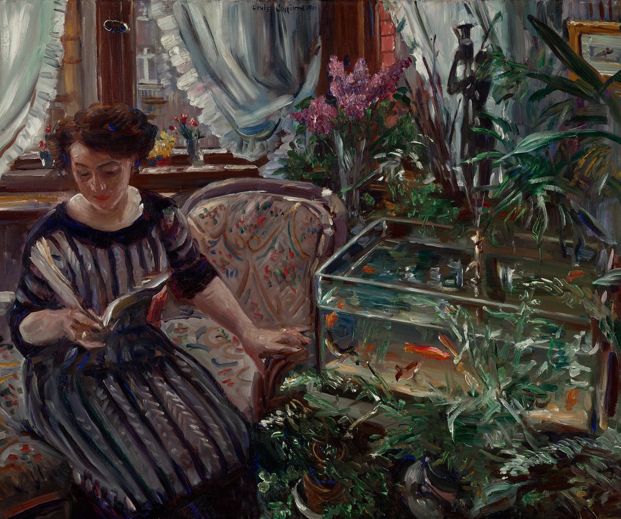 Dame am Goldfischbassin af Lovis Corinth