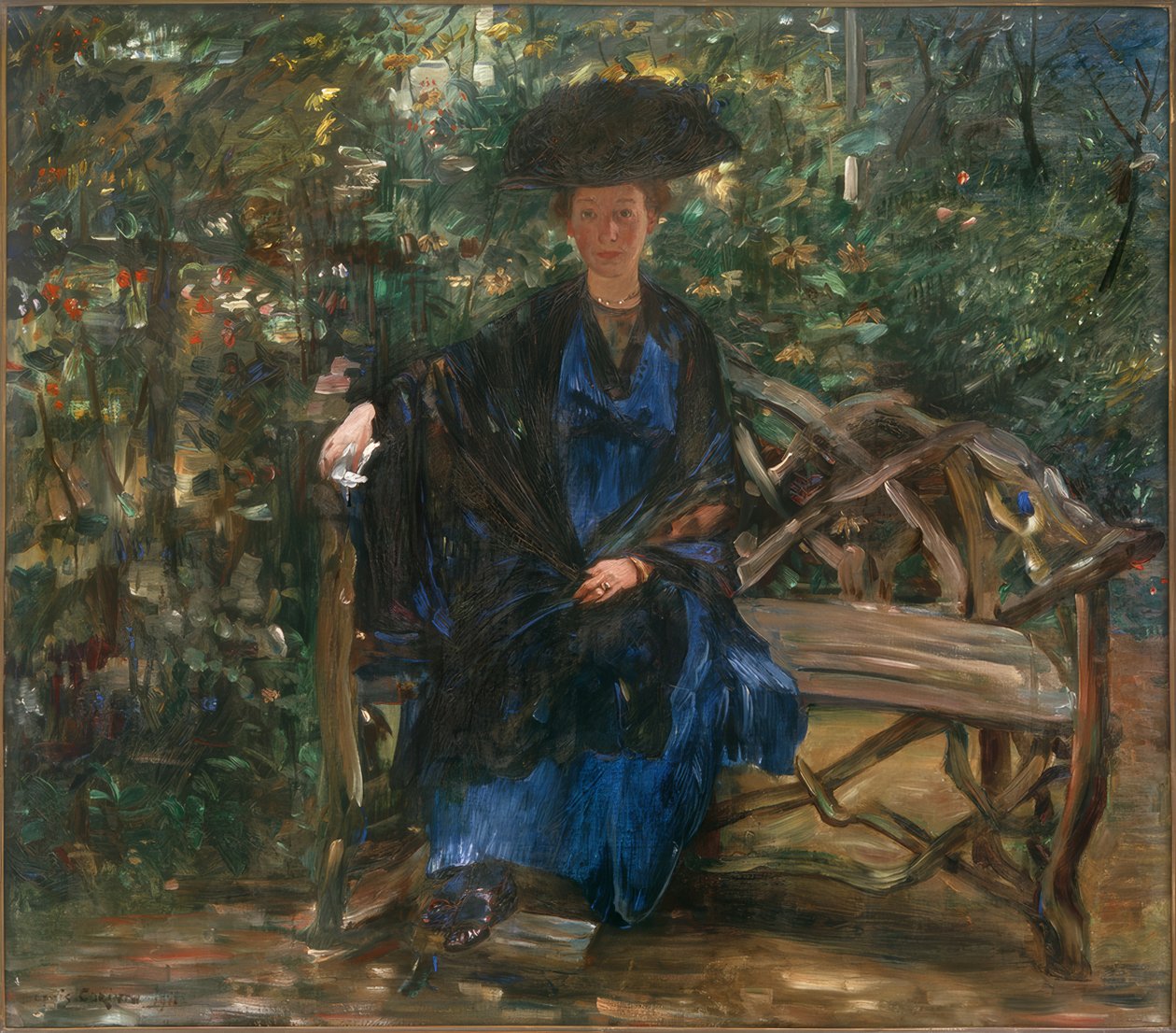 Else Kaumann på havebænken af Lovis Corinth