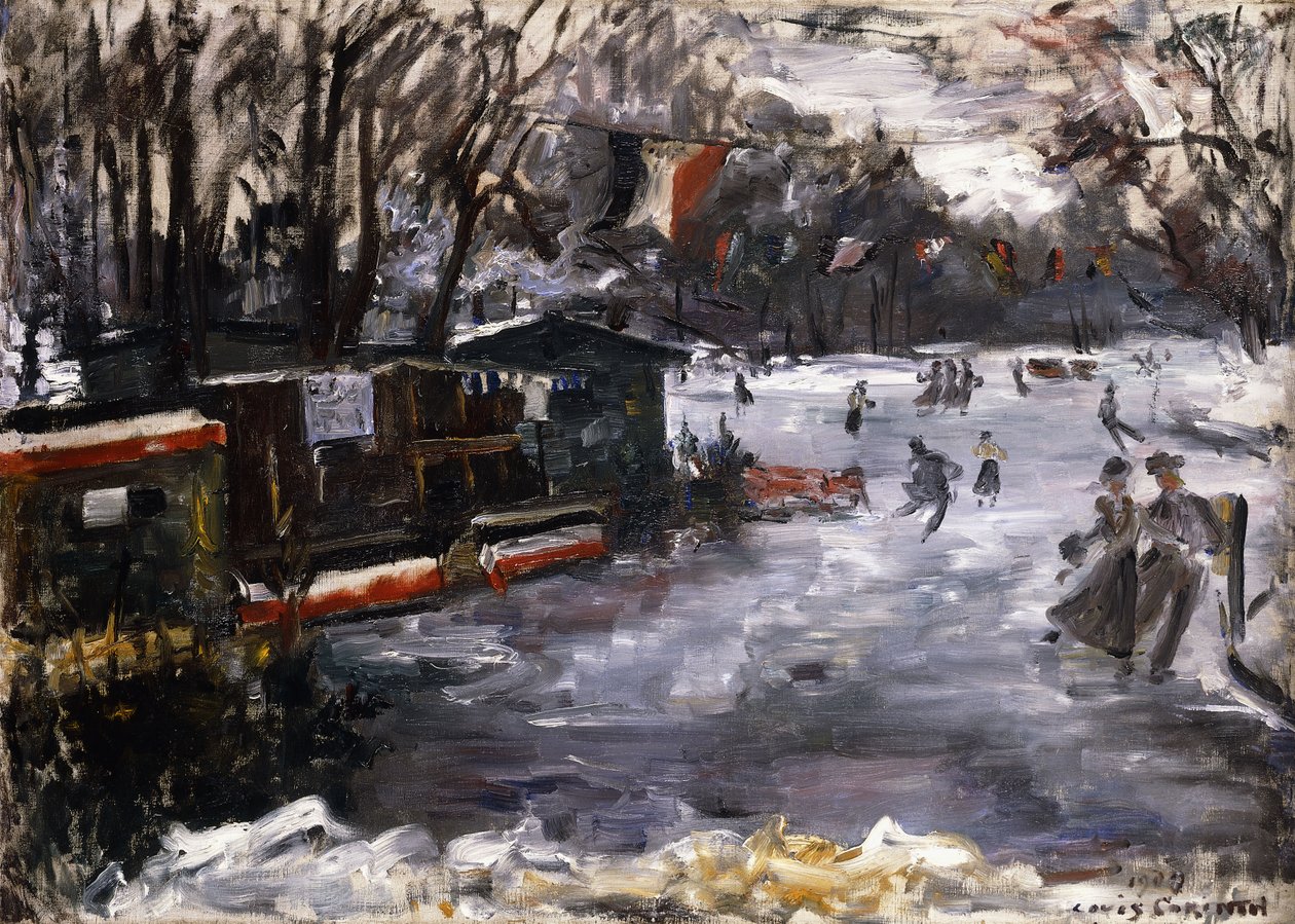 Skøjtebane i Tiergarten, Berlin; Skøjtebane i Berlin Tiergarten, 1909 af Lovis Corinth