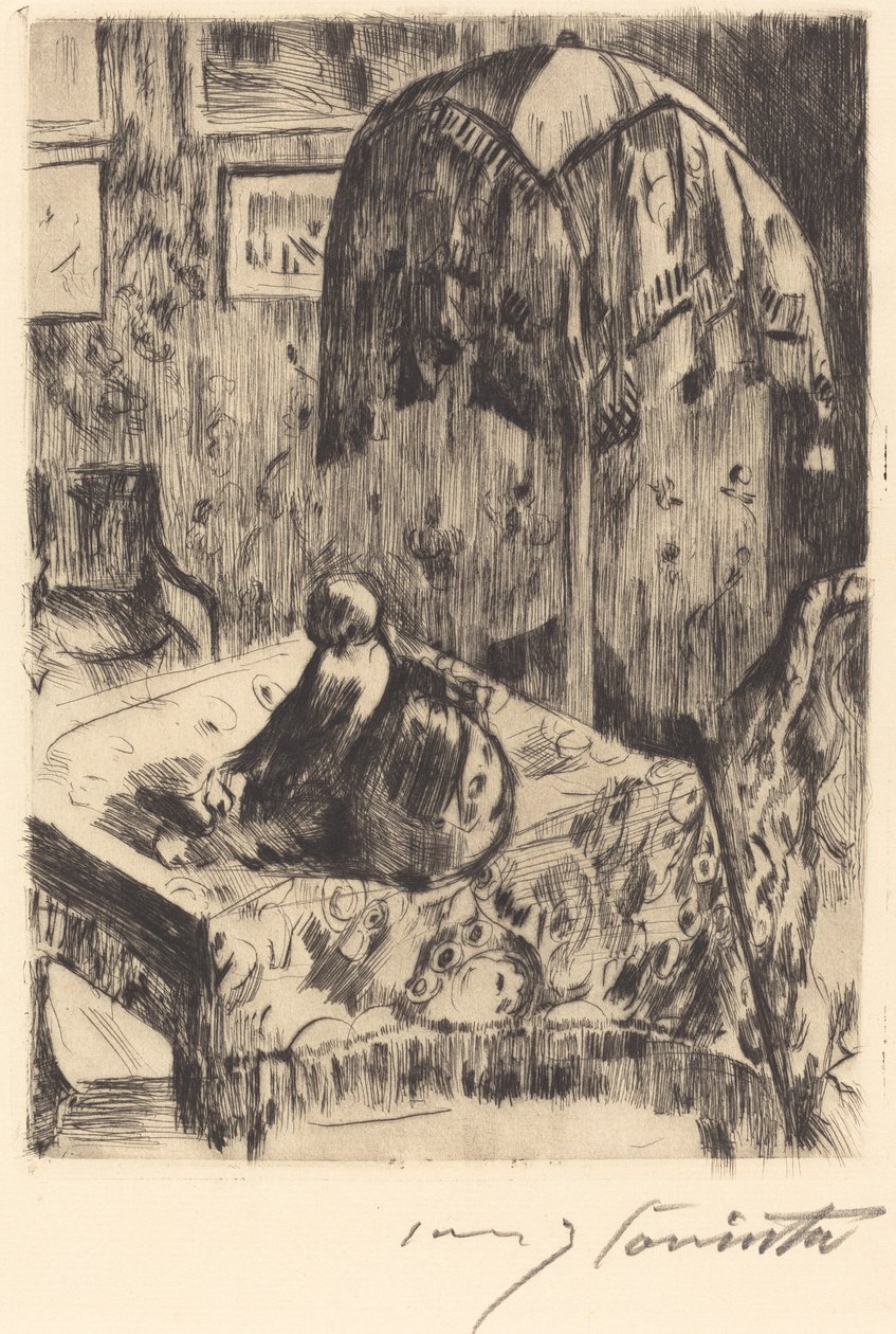 Interiør med gulvlampe af Lovis Corinth