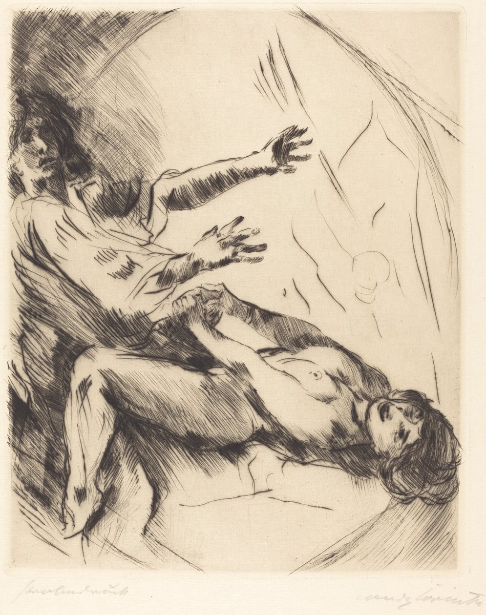 Joseph og Potifars Weib I (Joseph og Potifars kone I) af Lovis Corinth