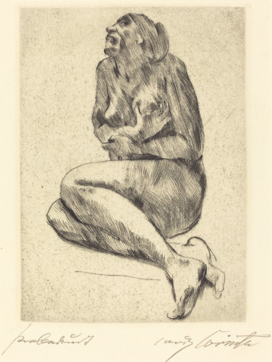 Krøjende nøgen kvinde af Lovis Corinth