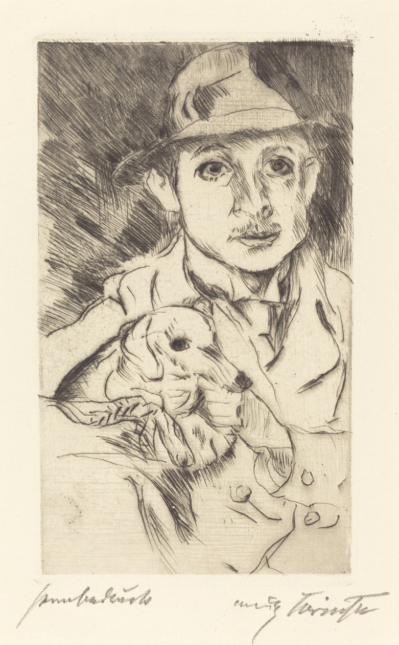 Dreng med hund af Lovis Corinth