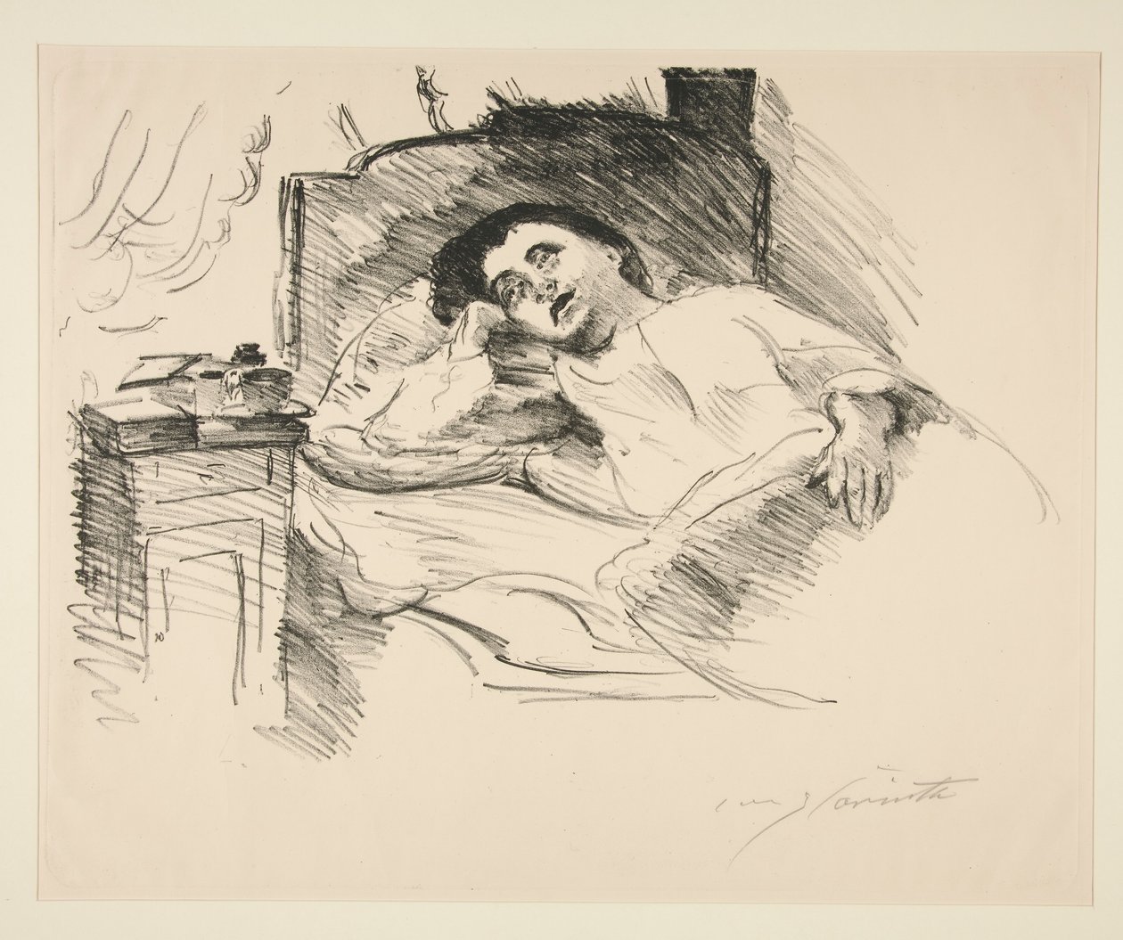 Lady hviler i sengen af Lovis Corinth