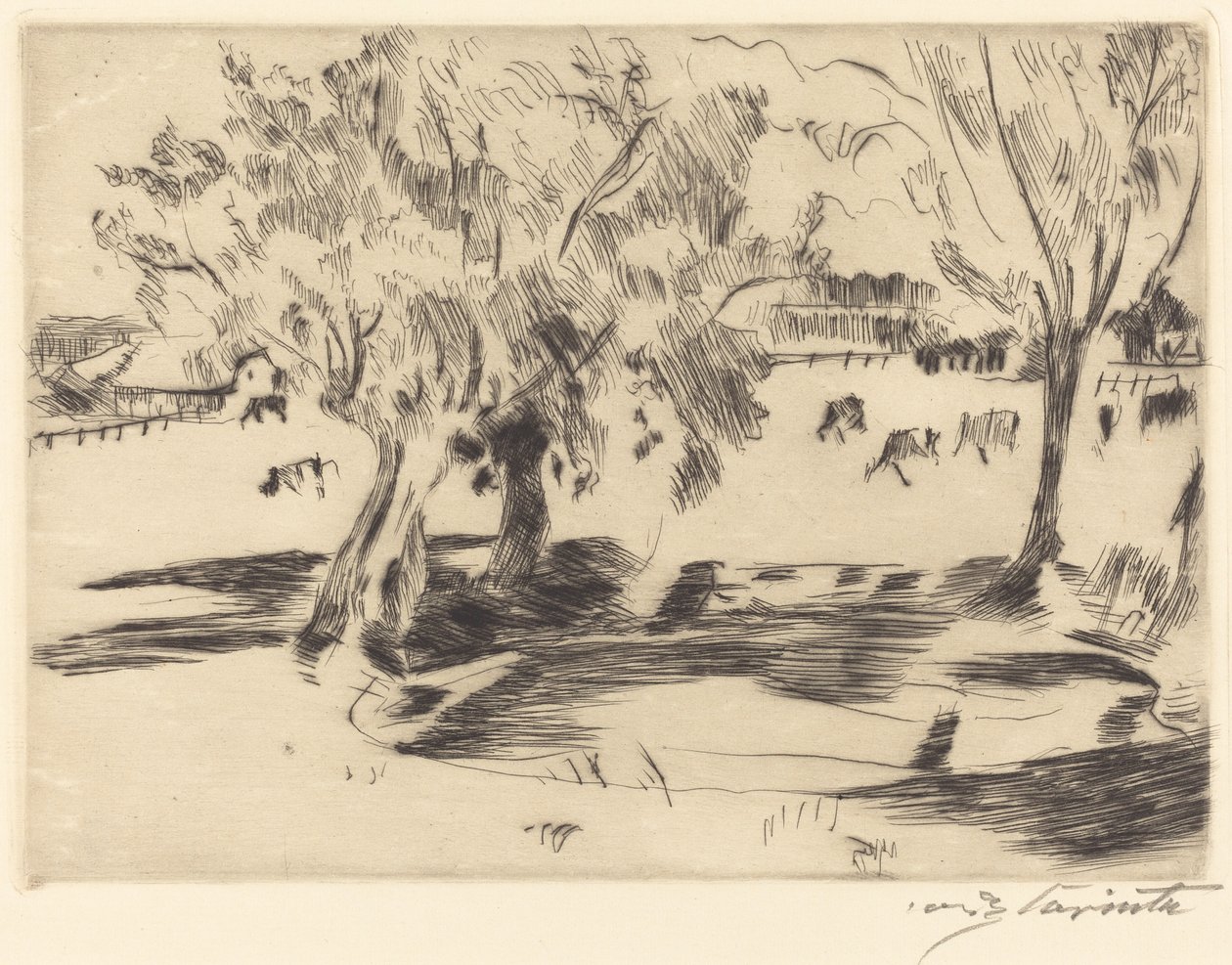 Landskab med køer af Lovis Corinth