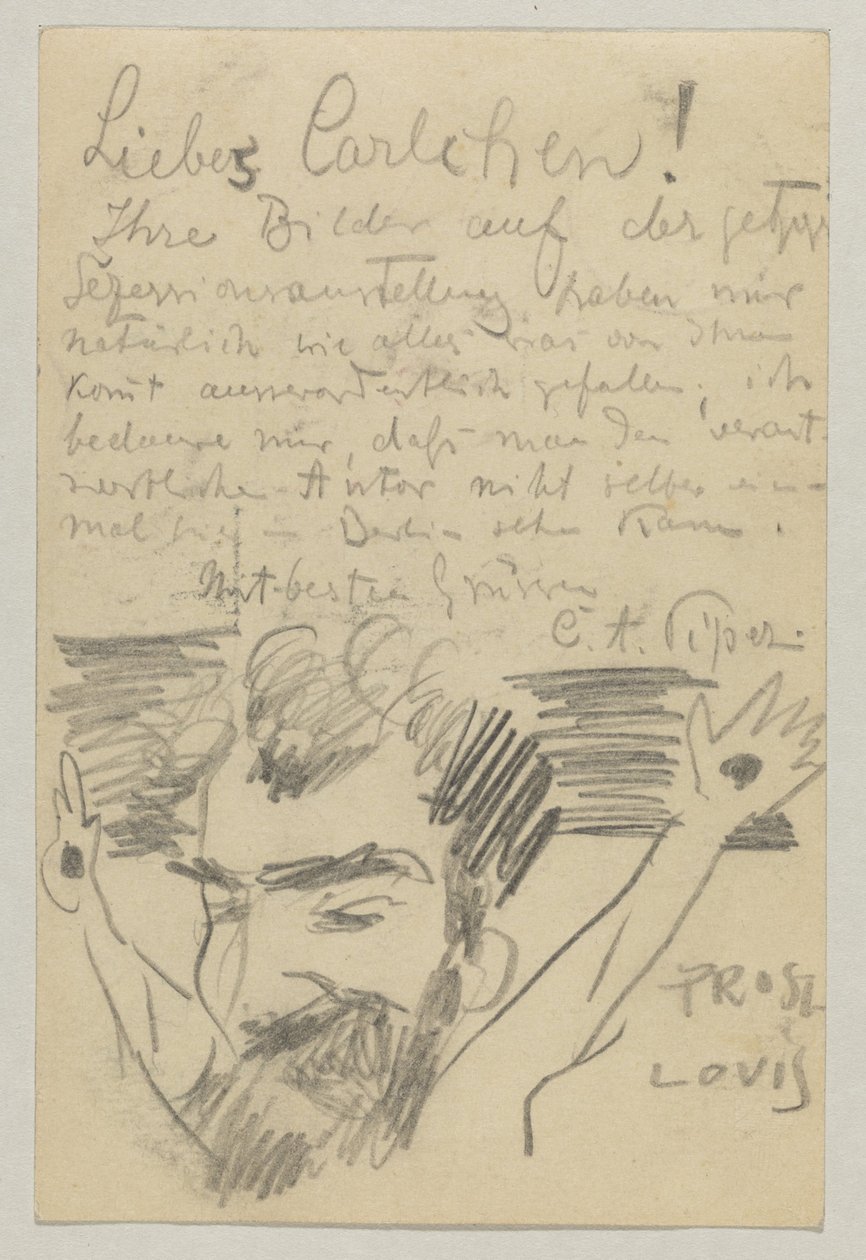 Lovis Corinth til Carl Strathmann: postkort, poststemplet 16. januar 1903 af Lovis Corinth