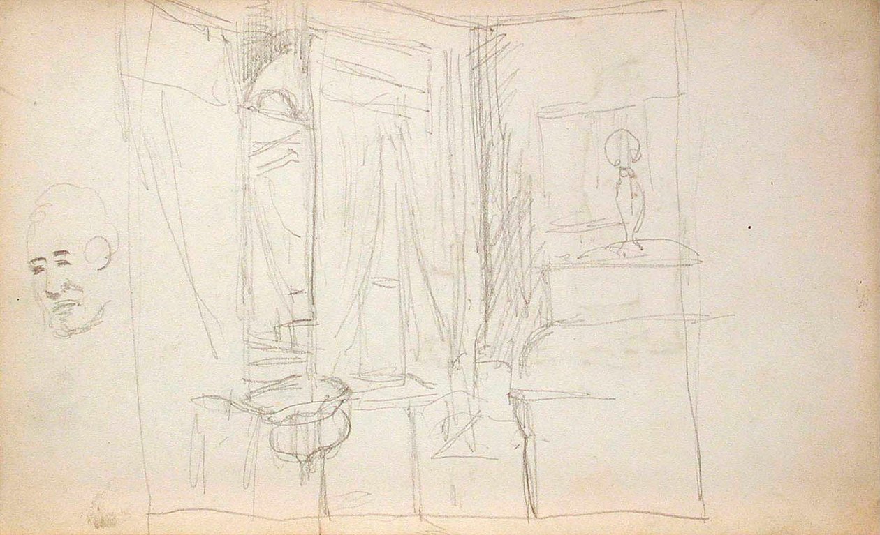 Mand, der leder børn (forside), interiør (bagside) af Lovis Corinth