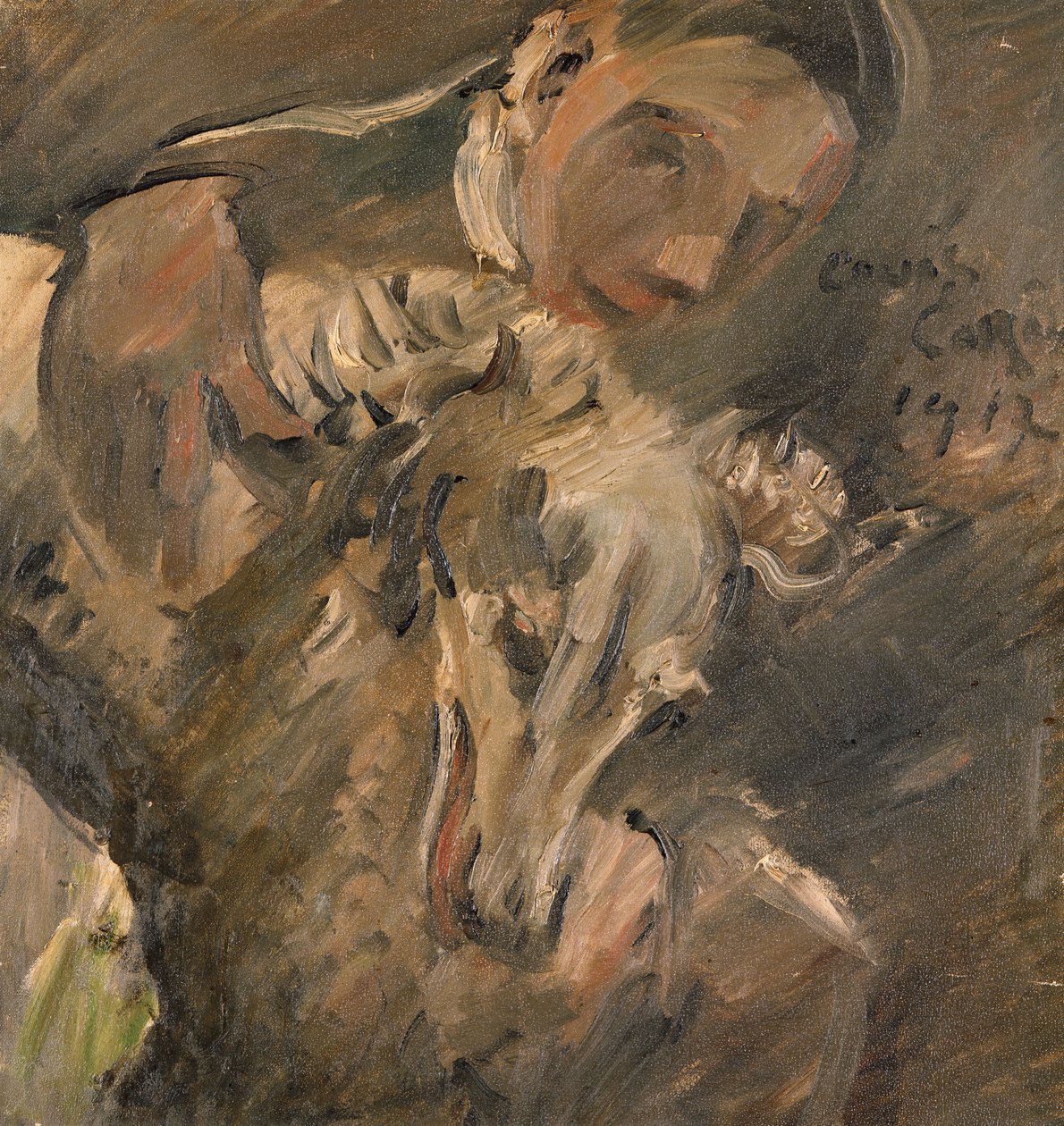 Max Mainer med en Sibirisk Greyhound, 1917 af Lovis Corinth