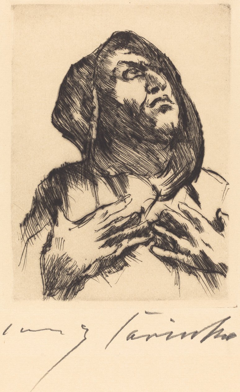 Munk stirrer opad af Lovis Corinth