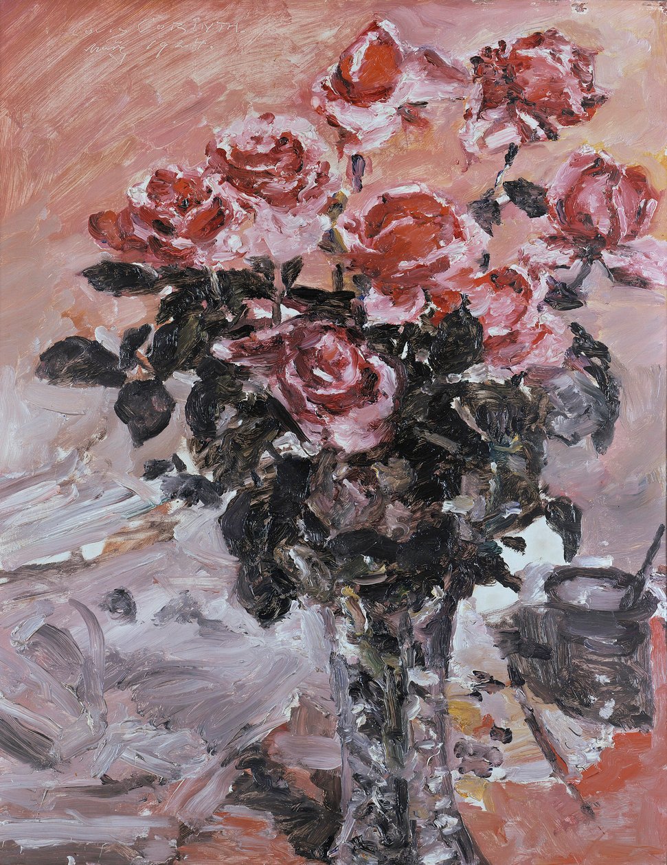 Lyserøde roser af Lovis Corinth