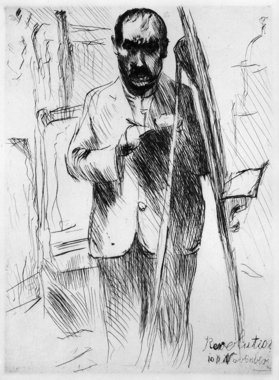 Selvportræt ved staffeliet af Lovis Corinth