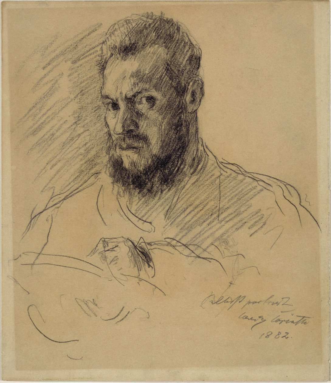 Selvportræt med fuldskæg, mens han tegner af Lovis Corinth