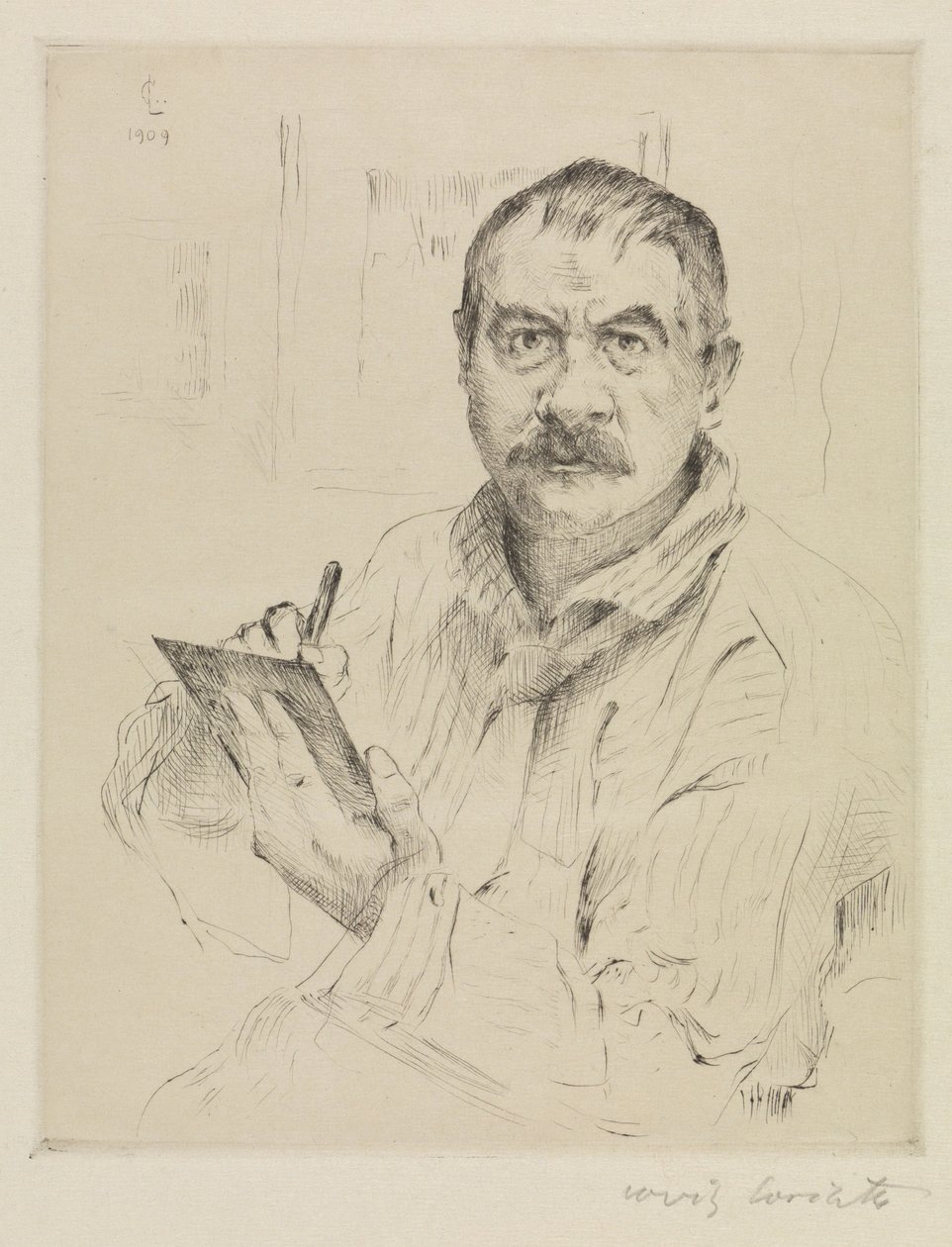 Selvportræt, radering af Lovis Corinth