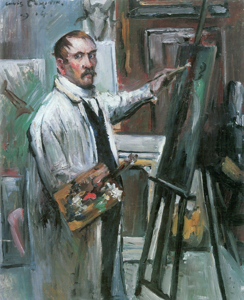 Selvportræt i atelieret af Lovis Corinth