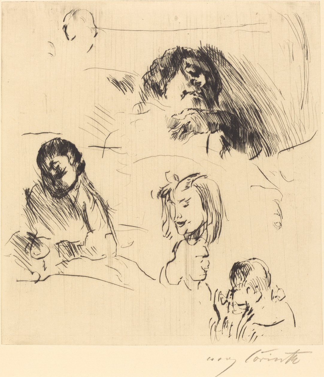 Diverse portrætskitser af Lovis Corinth