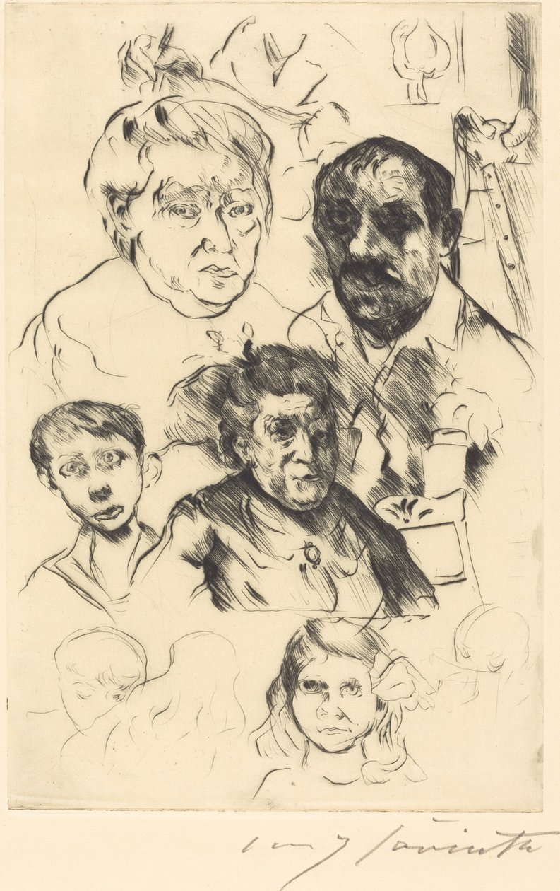 Assorterede hoveder og selvportræt af Lovis Corinth
