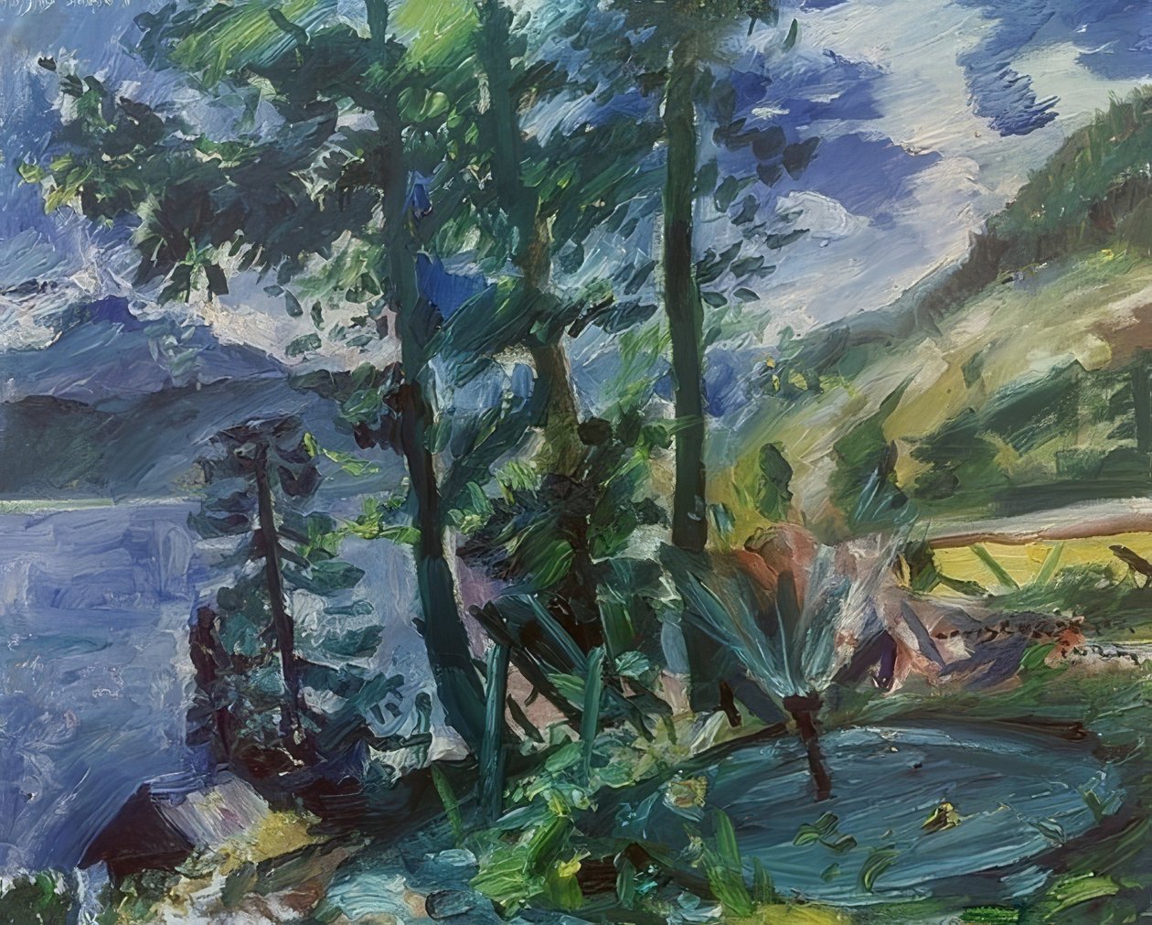 Walchensee med springvand. 1923 af Lovis Corinth